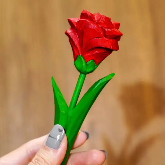 Rose handmade wood carving solid wood ornaments
